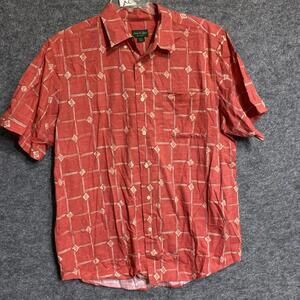David Taylor Shirt Men’s Hawaiian Geometric Orange Size XL/TG Short Sleeves